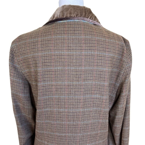 J. Jill Wool Blend Plaid Tweed Blazer w Velvet Trim Y2K Academia Preppy Sz 8 - Picture 6 of 16